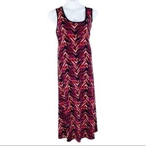 Calvin Klein red purple black printed jersey maxi dress